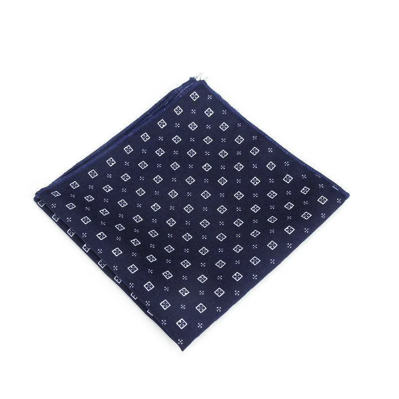 Authentic Navy Blue Geometric Cotton Handkerchief Premium Material