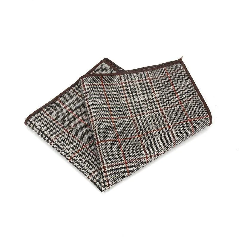 Practical Tartan Plaid Grey Wool Pocket Square Sustainable