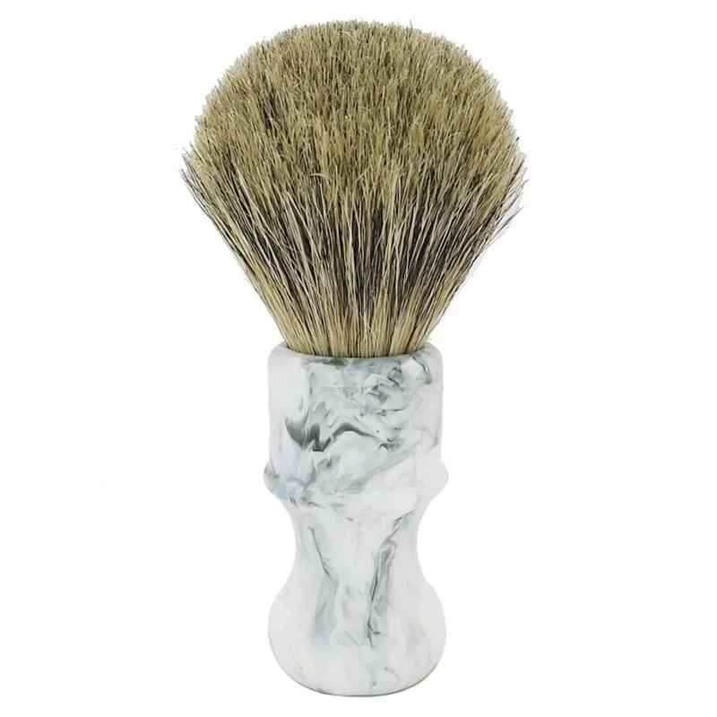 Relaxed Badger Hair Shaving Brush With Marble Style Handle Sustainable