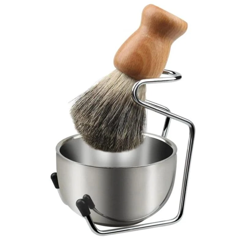 Artisan Stainless Steel Shaving Bowl Brush Stand Set Innovative