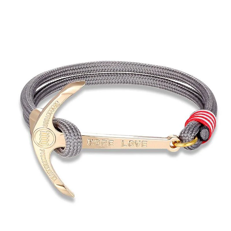 Environmentally Friendly Anchor of Hope Gold-Tone Nautical Bracelet Minimalist