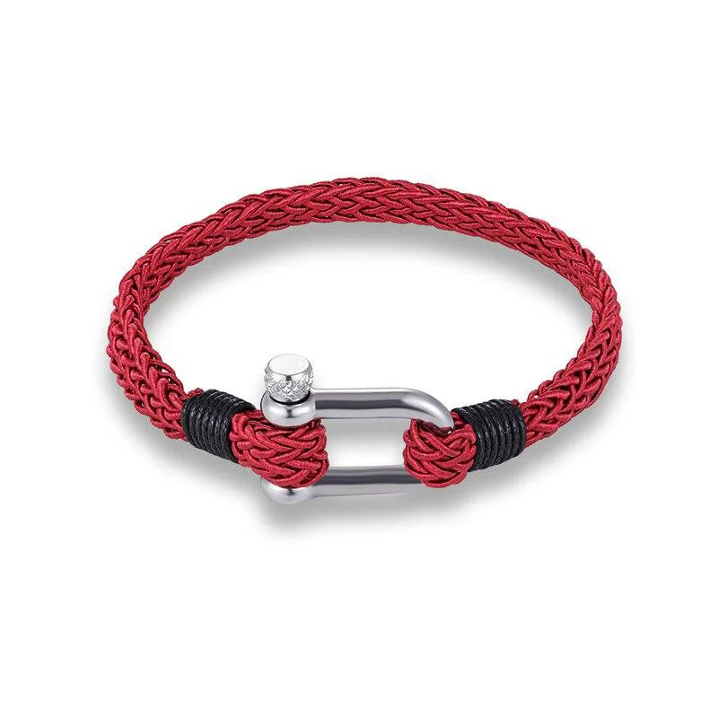 Specialty Primo Silver U-Shape Shackle Solid Rope Bracelet Optimized