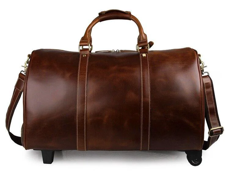Official Theodore Full Grain Leather Trolley Duffel Luggage Bag Next-Generation