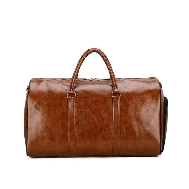Exceptional Phill Large Capacity Leather Duffel Bag With Shoe Pocket Authentic