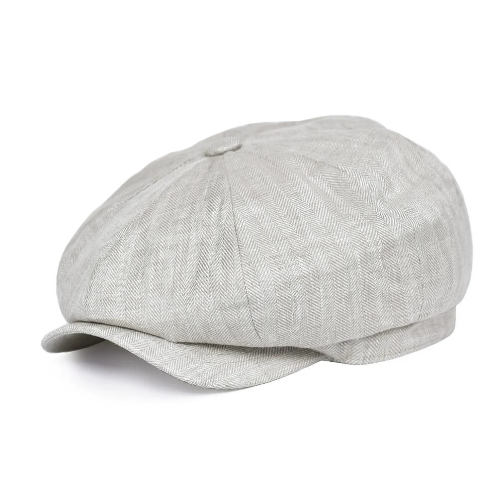 Pure Herringbone Lino Newsboy Gorra Specialty