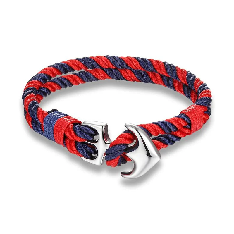 Solid Saint-Tropez Ancla pulsera de cuerda a rayas Dependable
