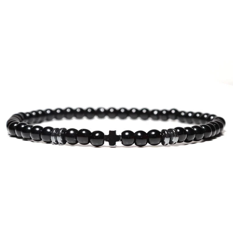 Effective Flavio Pulsera minimalista de cuentas Hematit Breathable
