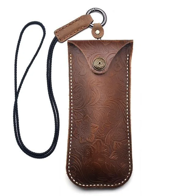 Excellent Funda colgante portátil de cuero para gafas Fashionable
