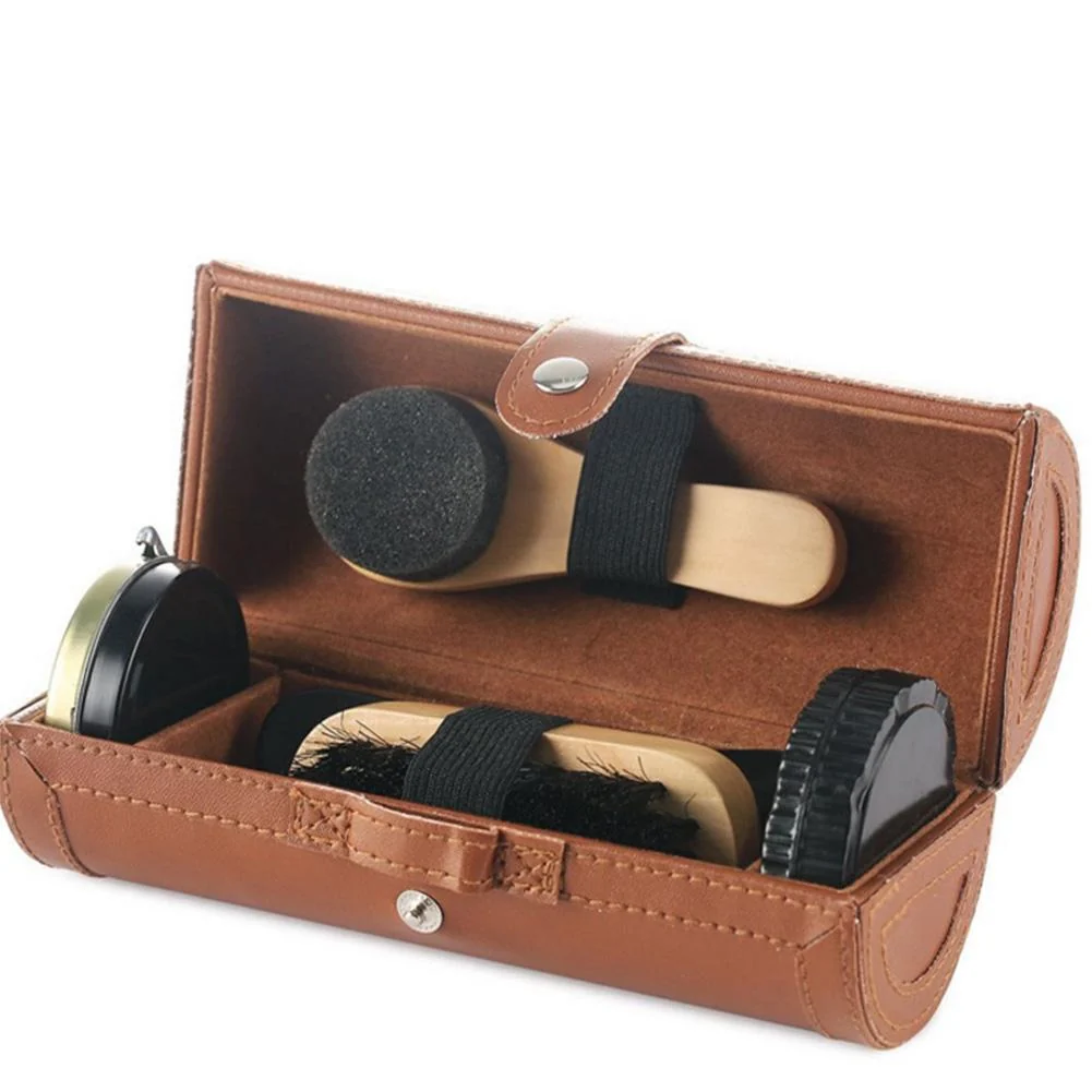 Certified Elegant Leather Kit Portátil para el Cuidado y Abrillantado del Calzado 6 Piezas Green