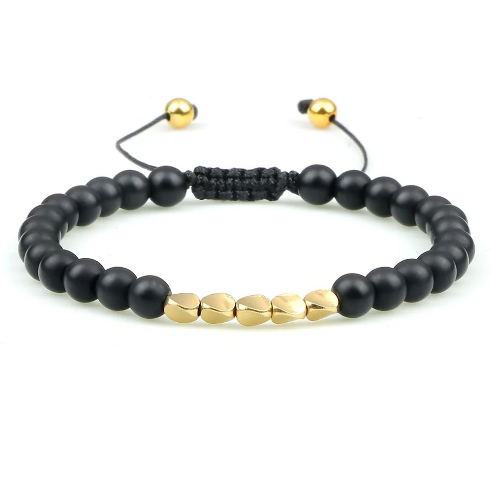 Carefully Designed Atrani Pulsera de cuentas negro mate Fine