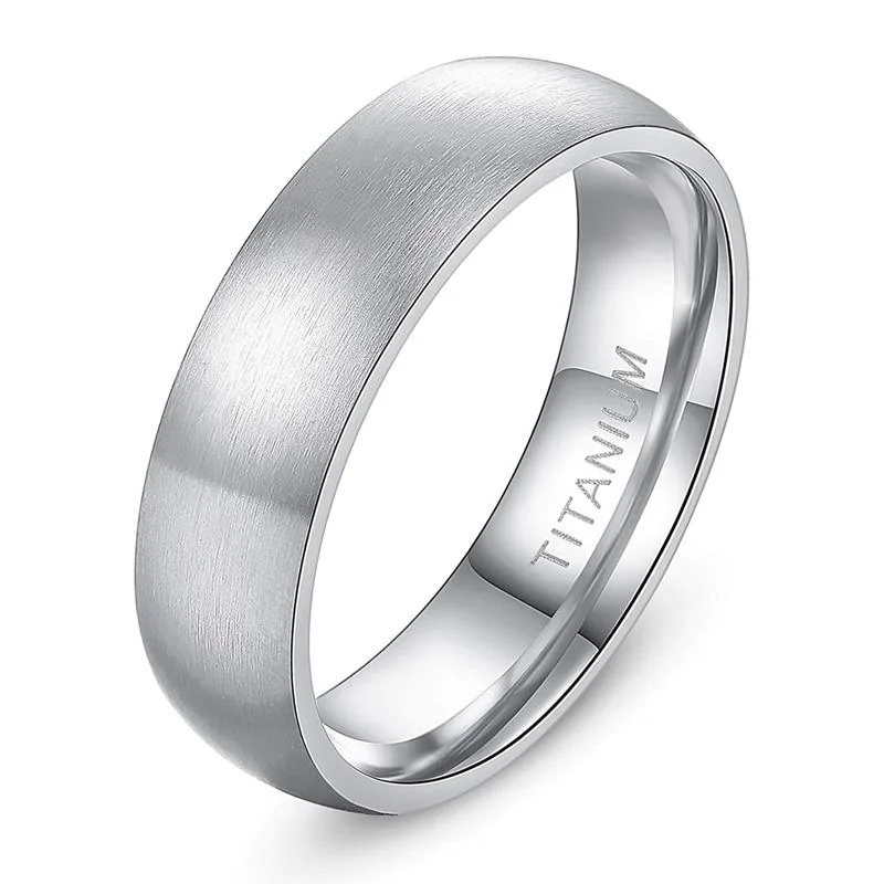 Genuine Anillo minimalista de titanio plateado cepillado Contemporary