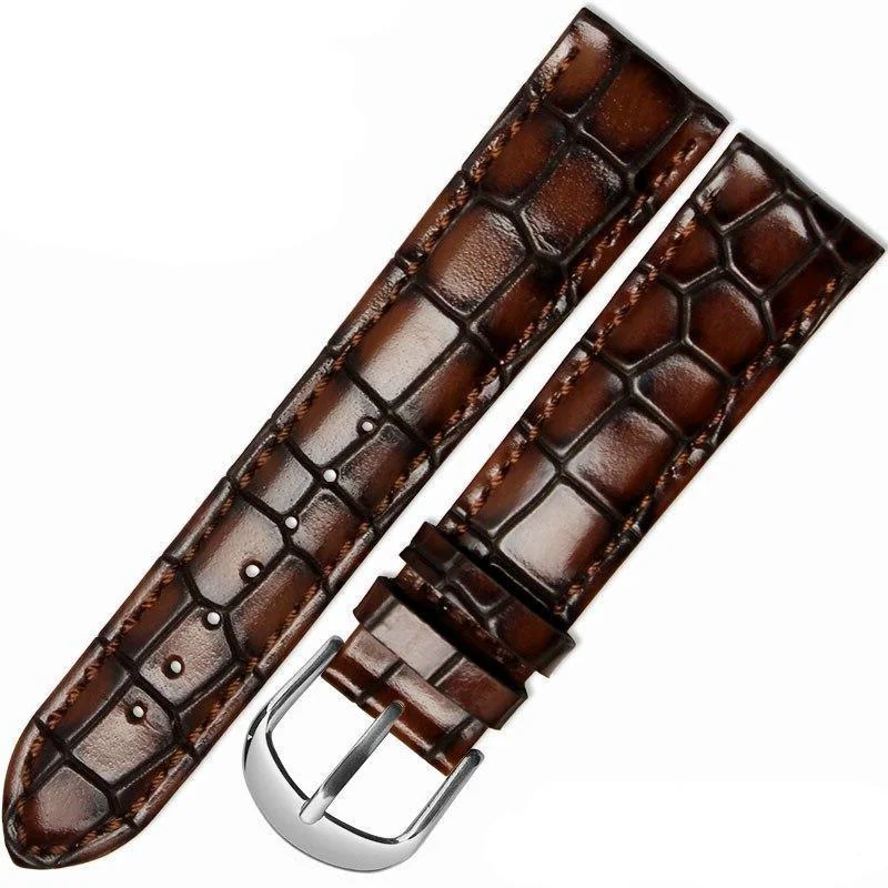 Comfortable Silvio Correa de reloj de piel repujada con hebilla plateada Secure