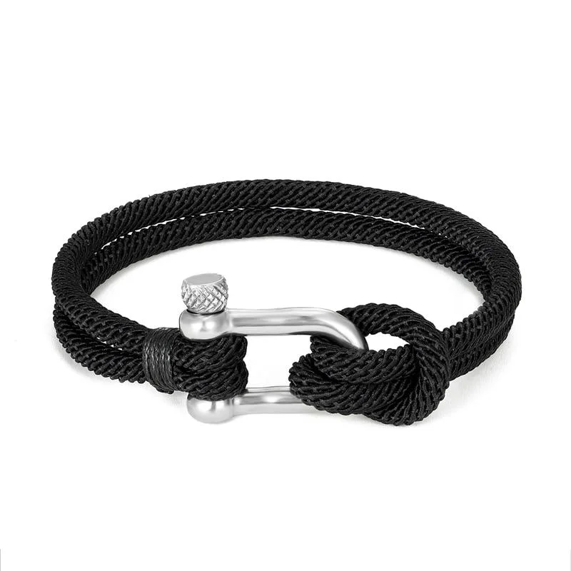 Pure Gordi Silver U-Shape Shackle Solid Rope Bracelet Enhanced