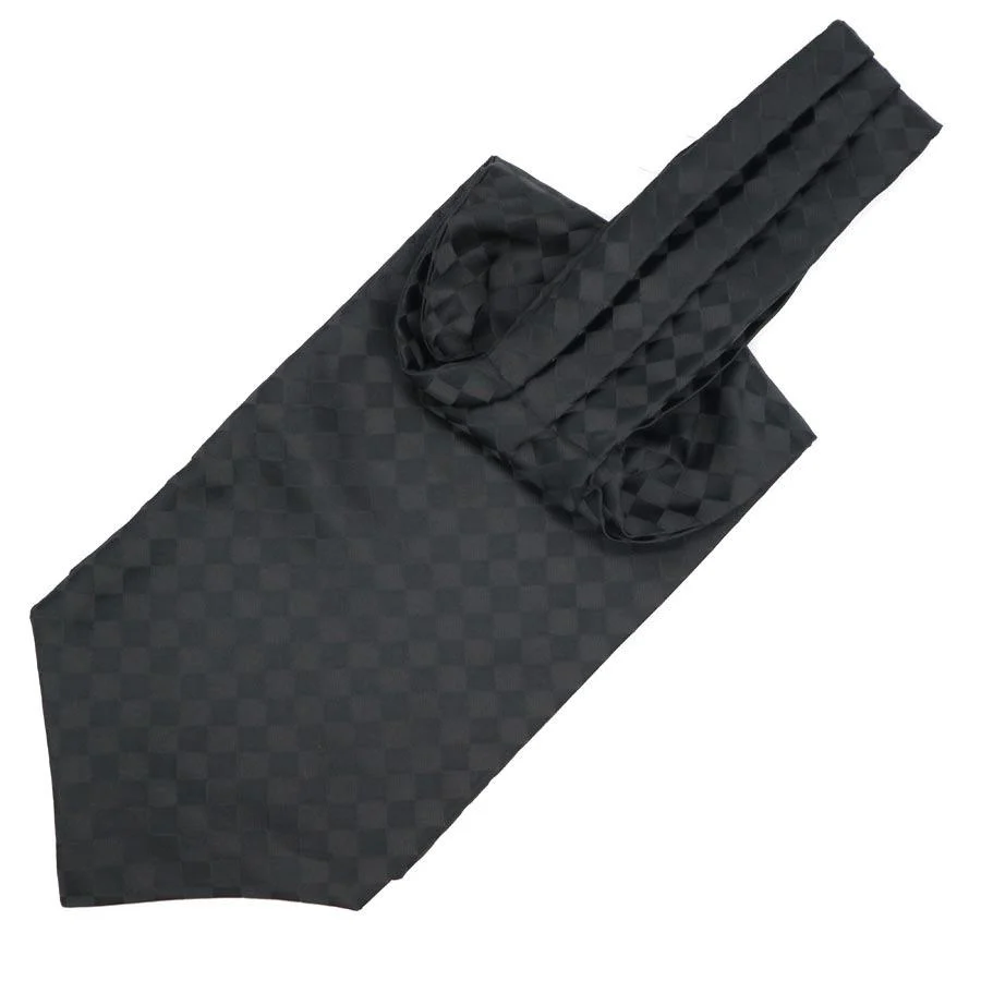 World-Class Black Check Jacquard Ascot Tie Powerful