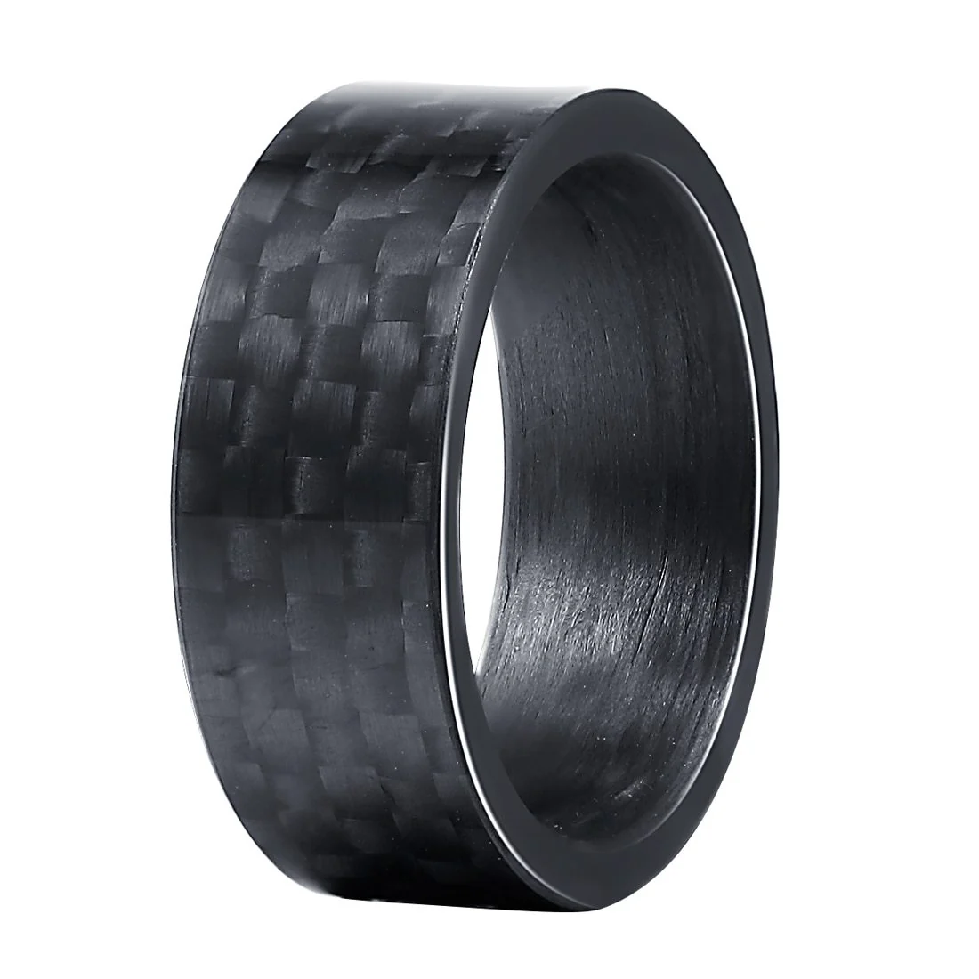 Relaxed Carbon Fibre Solid Black Ring Dependable