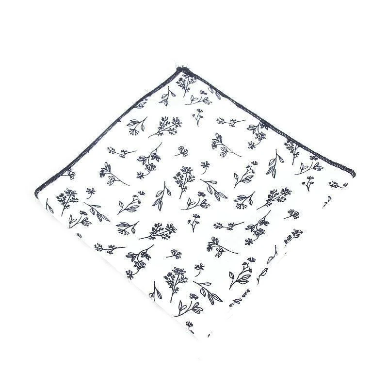 Environmentally Friendly White Geometric Cotton Handkerchief Artisan