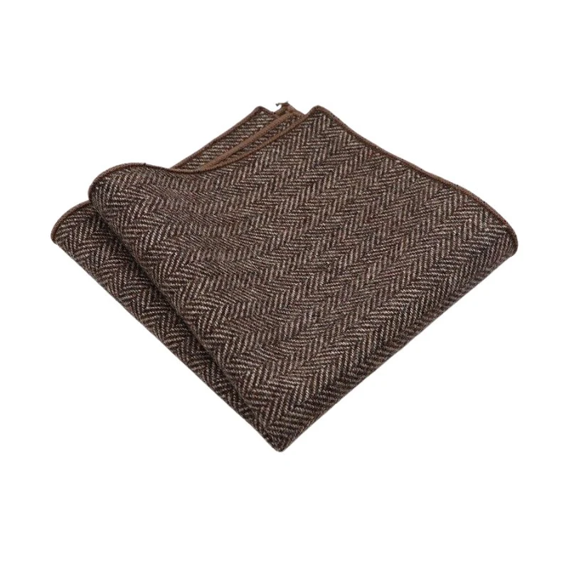 Lightweight Herringbone Wool Pocket Square Crafted