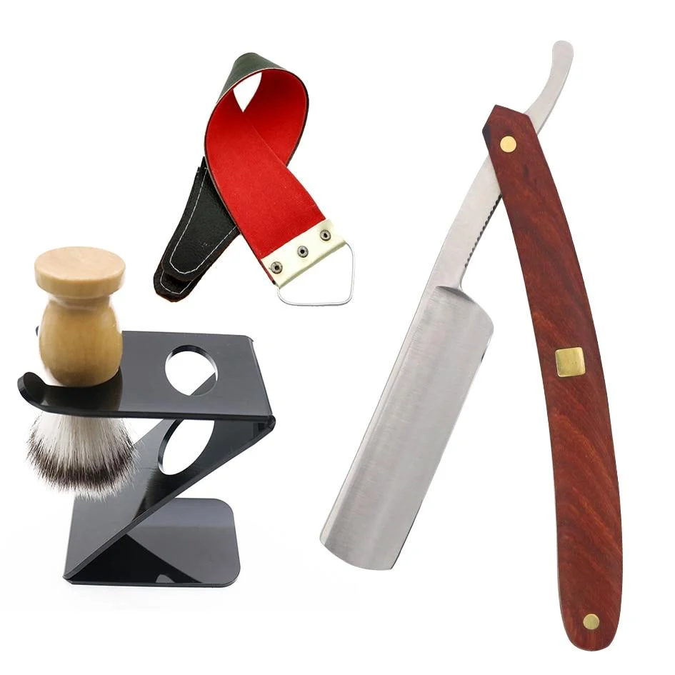 Modern Straight Razor With Wooden Handle Barber Kit Powerful
