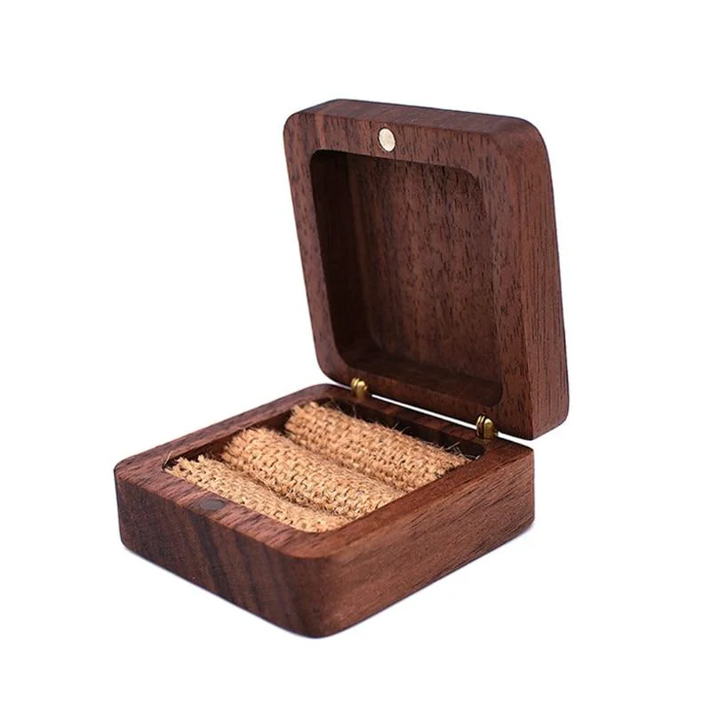 Genuine Portable Walnut Wood Jewelry Box Green