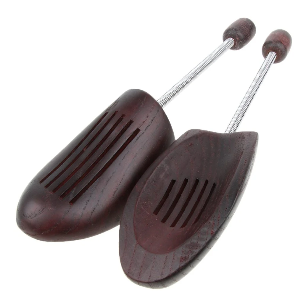 Fine Crafted Elastic Wooden Dark Brown Shoe Tree 1 Pair Efficient