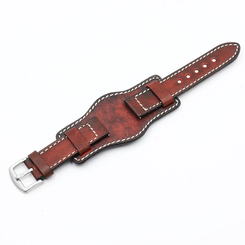 Unique Alphonse Cow Leather Watch Bund Strap With Tang Buckle Lightweight