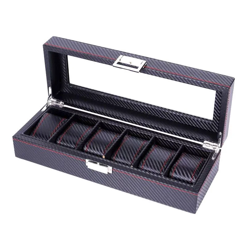 Prestigious Dante Carbon Fiber Style Watch Box Organizer 6-12 Slots Genuine