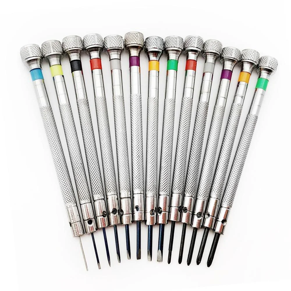 High-Grade 13 Pcs Flat Blade Screwdrivers Watch Repair Tool Set 0.6mm-2.0mm Fine