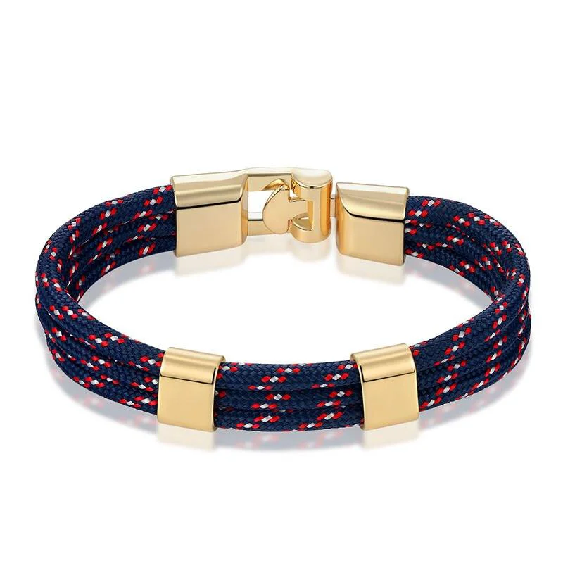 Traditional Gianluigi Nautical Rope Bracelet With Gold-Tone Buckle Premium