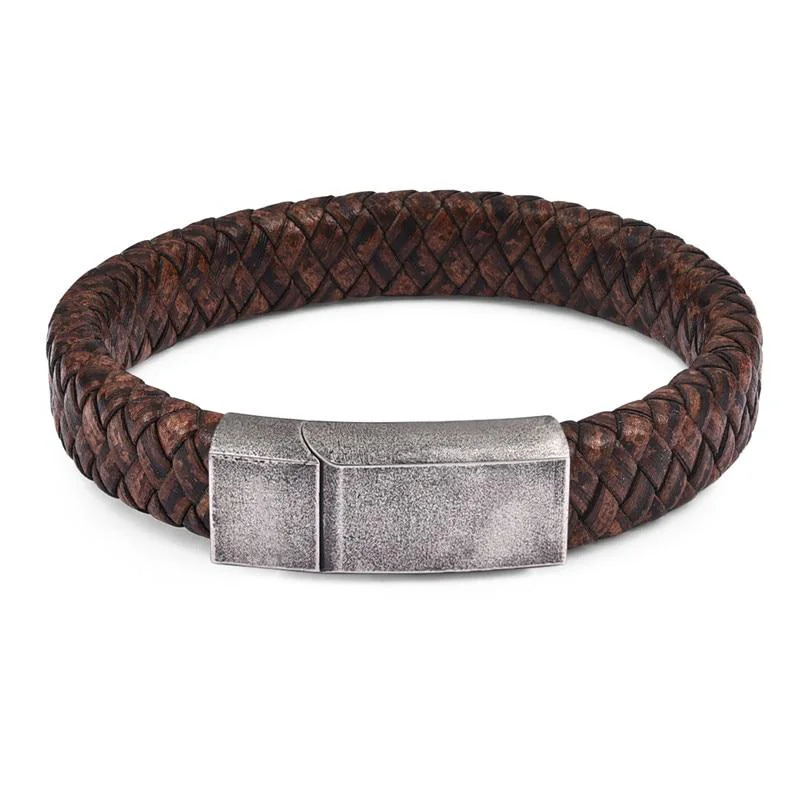 Recyclable Olaf Vintage Braided Leather Bracelet Fast