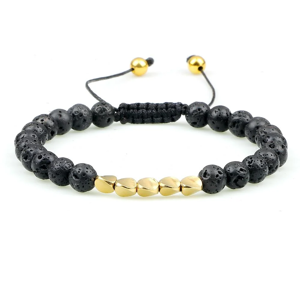 Sophisticated Atrani Black Lava Stone Beaded Bracelet Classic
