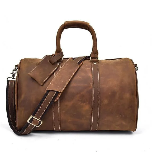 Relaxed Jonathan Medium Cow Leather Duffel Bag Enhanced