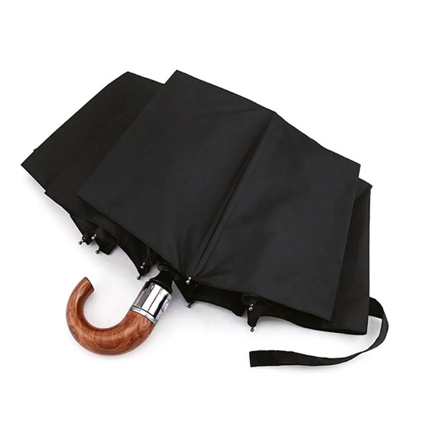 Elegant Fully Automatic Wooden Handle Business Umbrella Minimalist