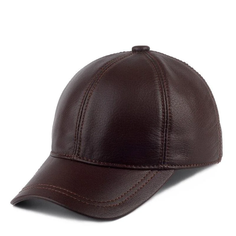 Minimalist Sheepskin Leather Baseball Cap Traditional