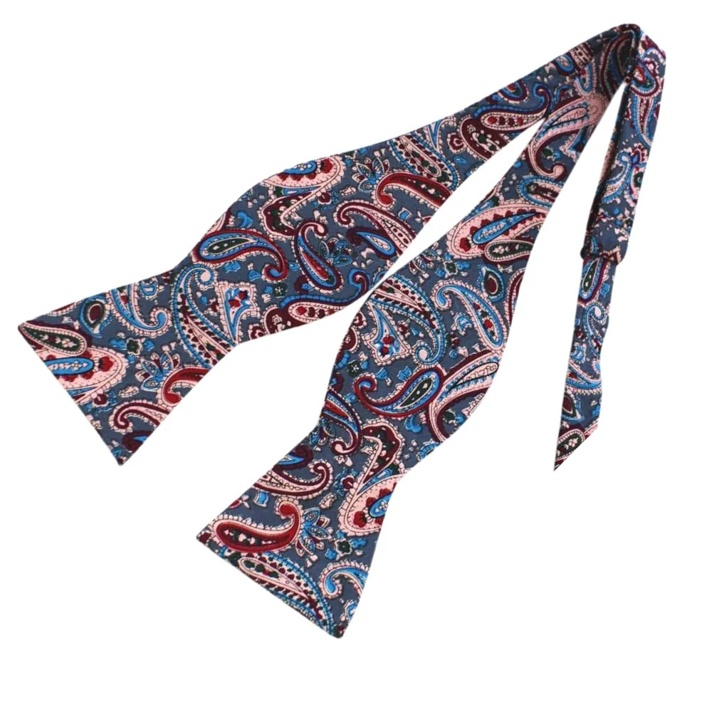Detailed Paisley Cotton Self-Tie Bow Tie Premium Material