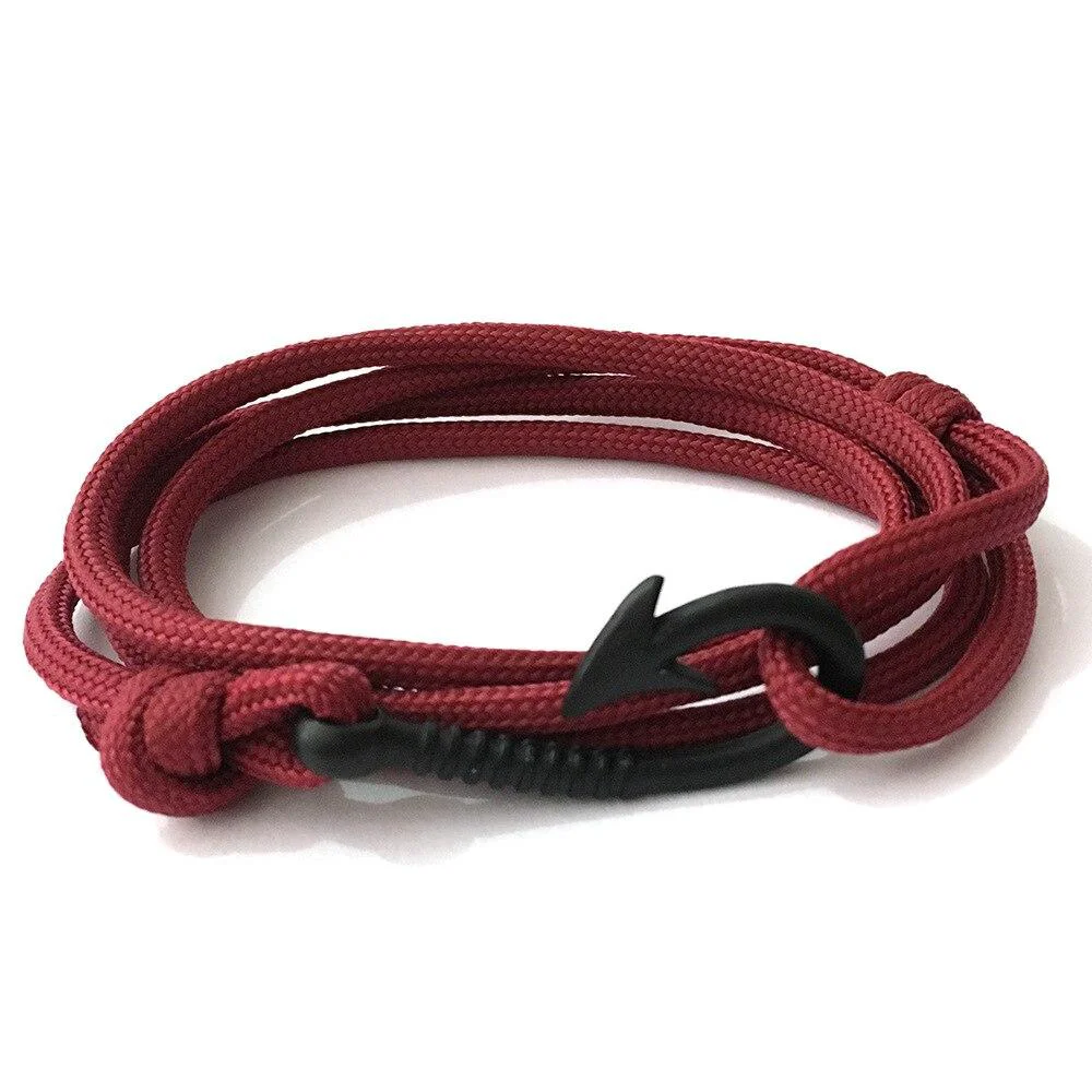Solid Black Small Hook Nautical Bracelet Powerful