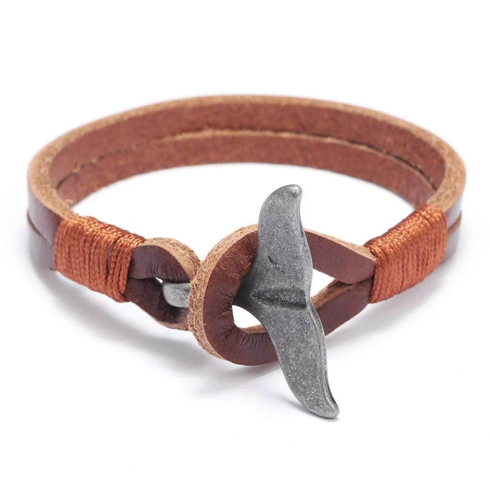 Top-Quality Whale Tail Solid Leather Bracelet Original