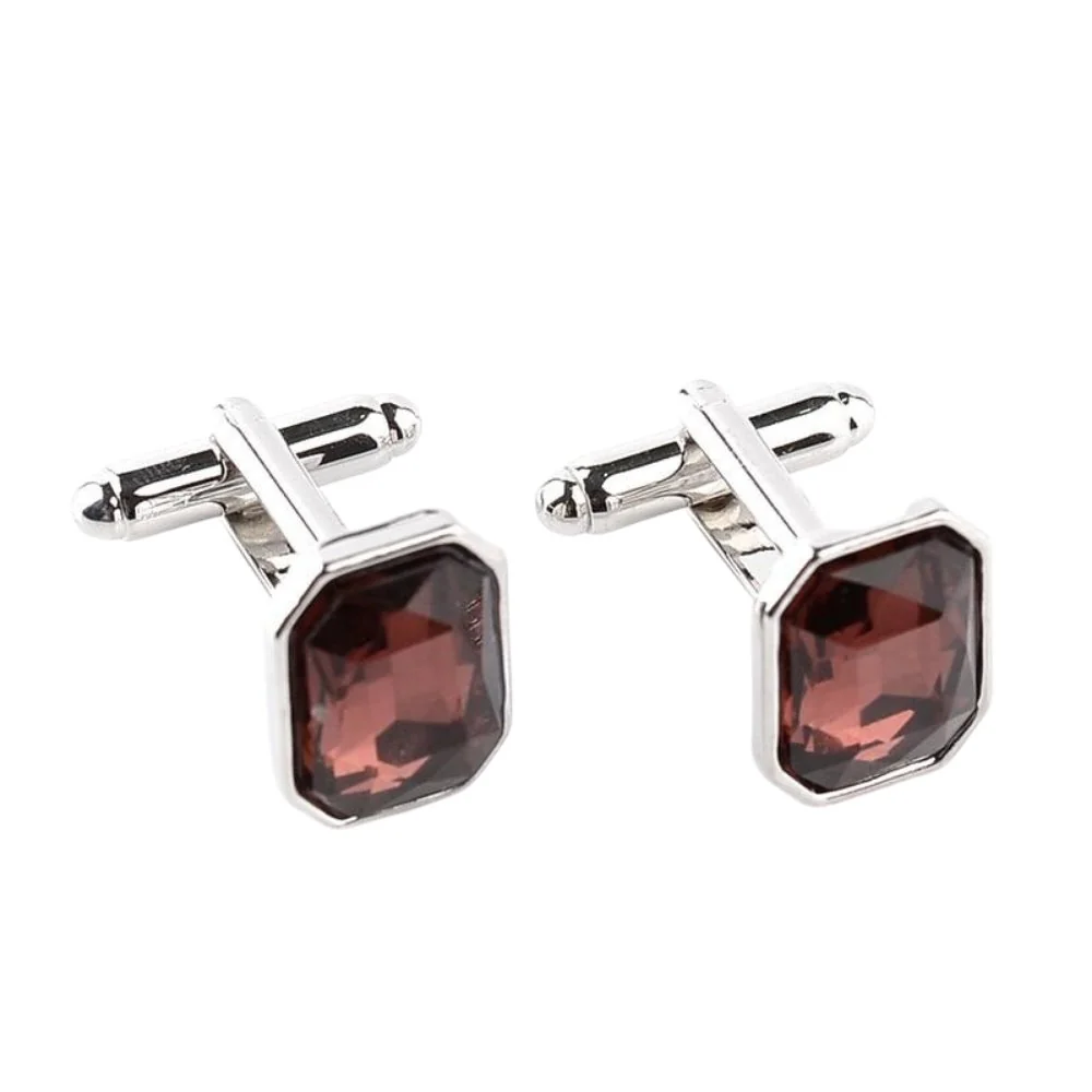 Casual Rhinestone Silver-Tone Cufflinks Premium