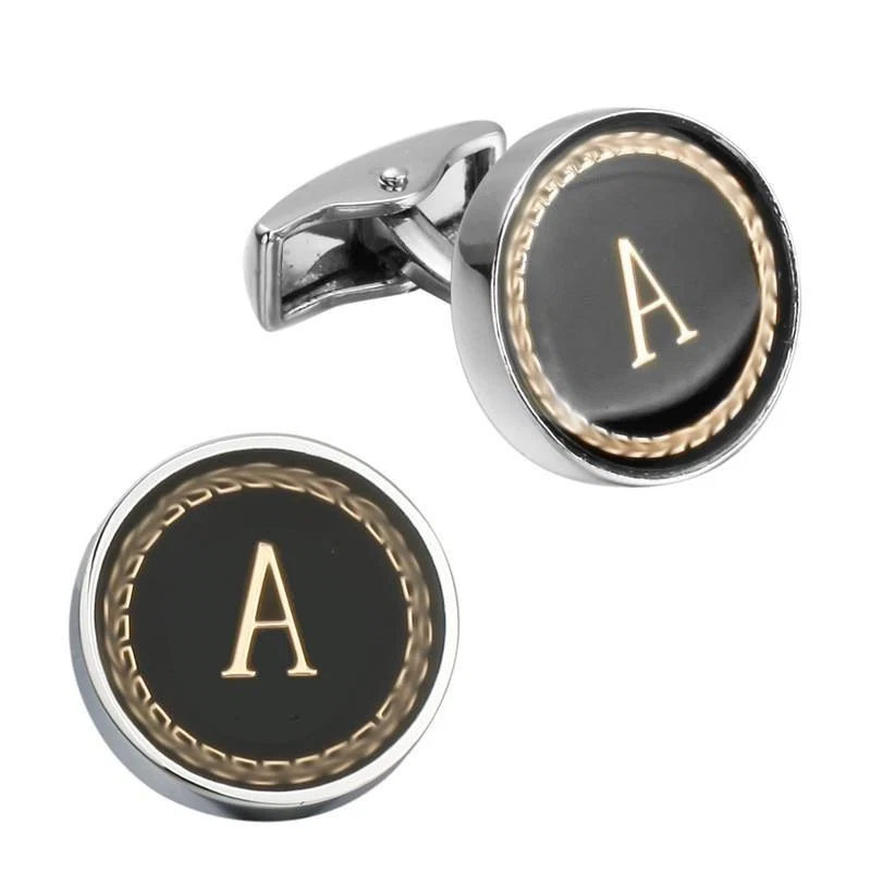 World-Class Personalized Monogram Black Cufflinks Enhanced