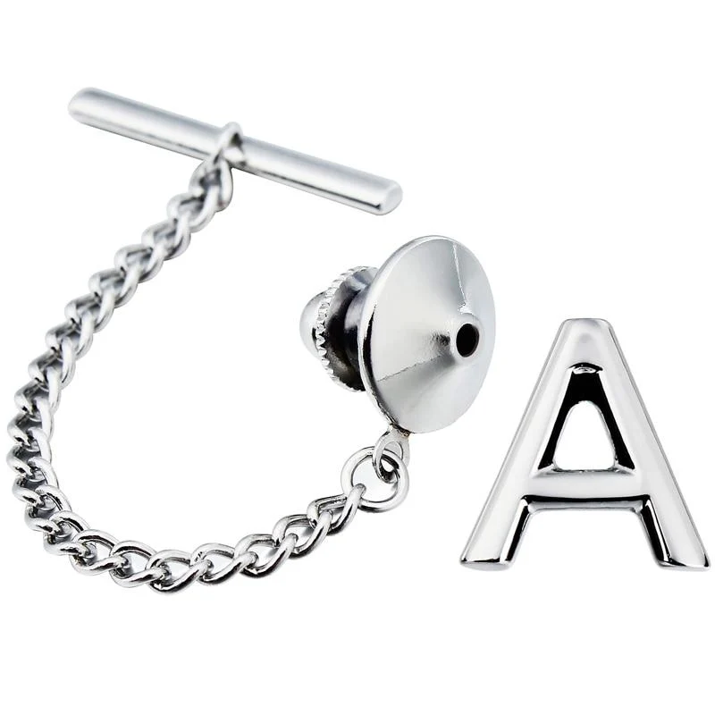 Unique Personalized Monogram Silver-Tone Tie Tack Versatile