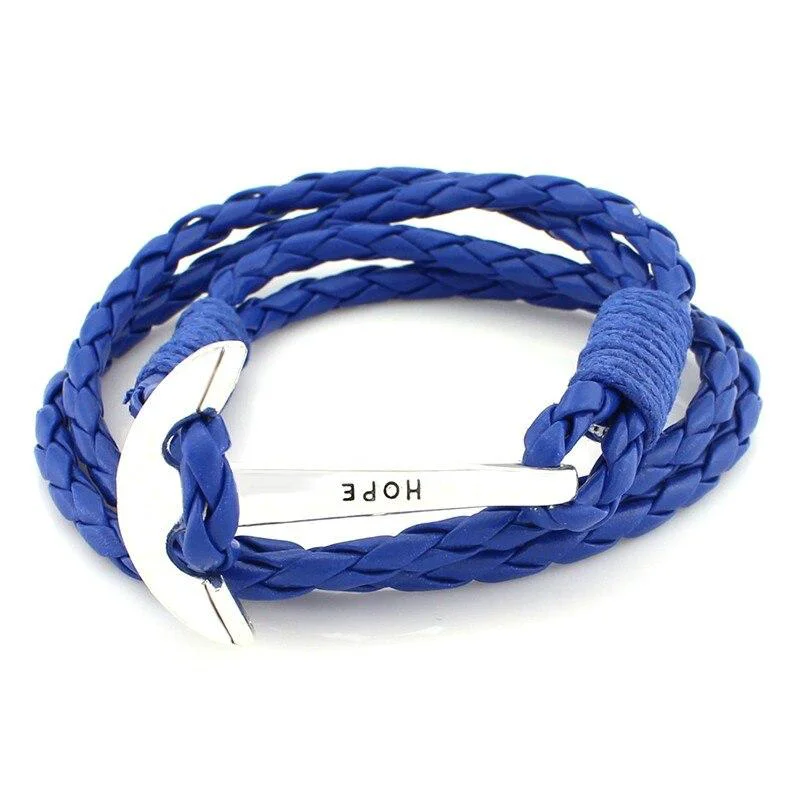 Responsible Hope Silver Anchor Leather Bracelet Exceptional