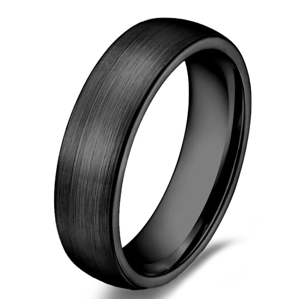 User-Friendly Brushed Flat Black Ceramic Ring Minimalist