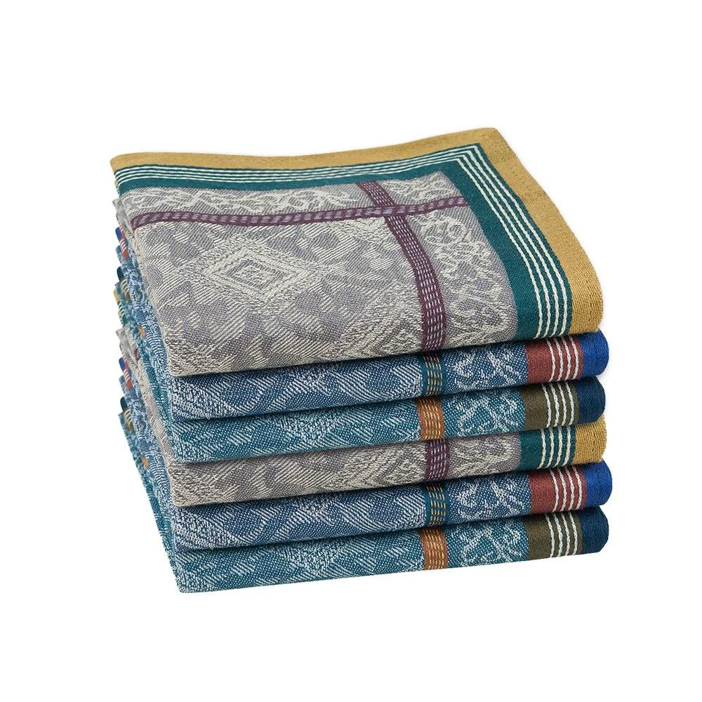 Effective 6 Pieces Jacquard Cotton Handkerchief Set First-Class