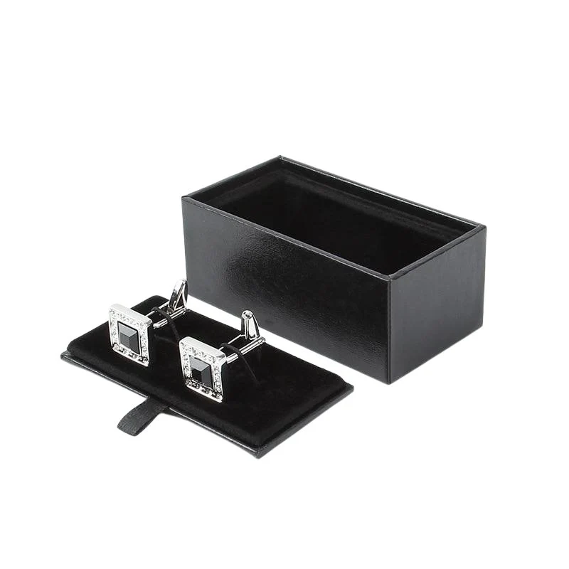 Soft Black Velvet Jewelry Box For Cufflinks or Tie Clip Expertly Made