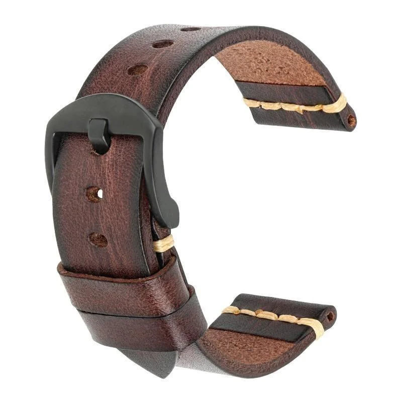Stylish Gaston Tanned Calfskin Watch Strap With Black Tang Buckle Reusable