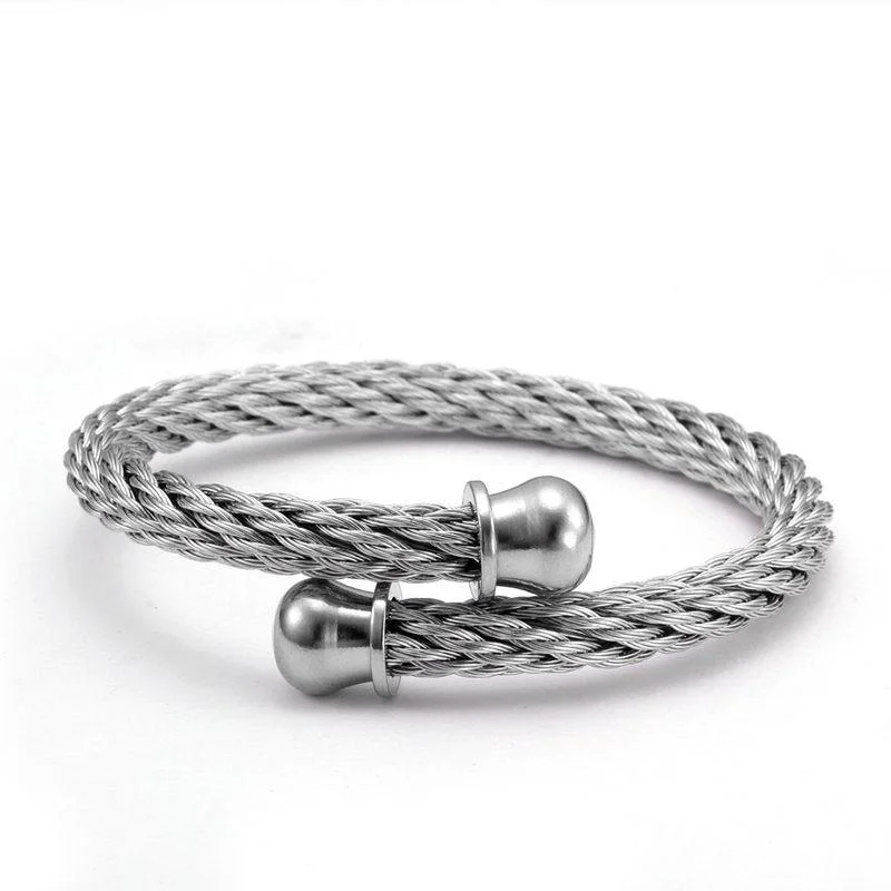 Elite Marcus Minimalist Metal Braided Cuff Bracelet Lightweight