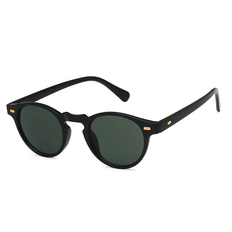 World-Class Minimal Round Black Sunglasses Solid