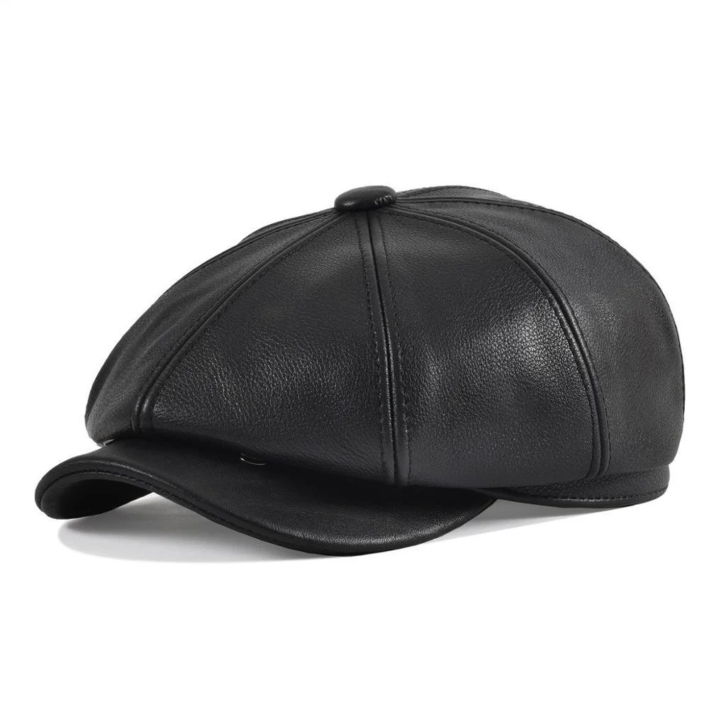Durable Cowskin Leather Newsboy Cap Sophisticated