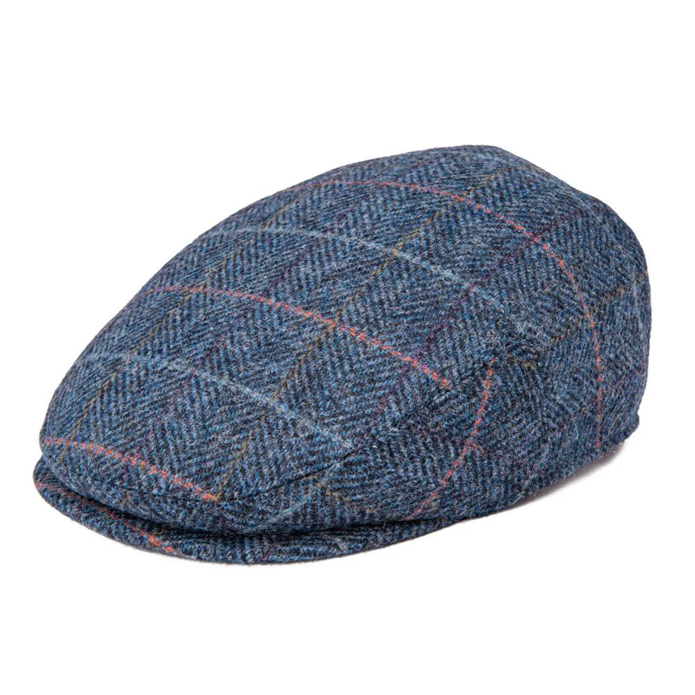 Sustainable Herringbone Plaid Tweed Flat Cap Top-Quality