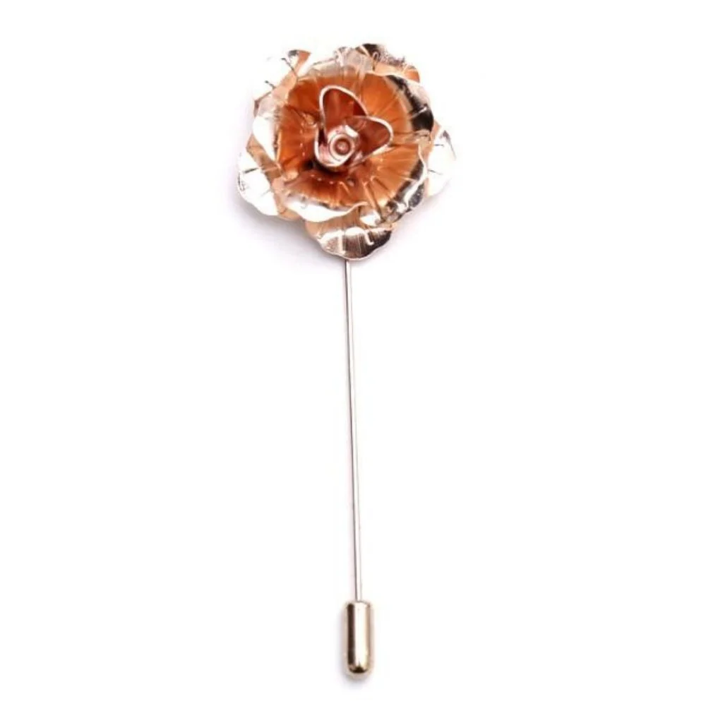 Artisan Metal Rose Flower Lapel Pin Verified