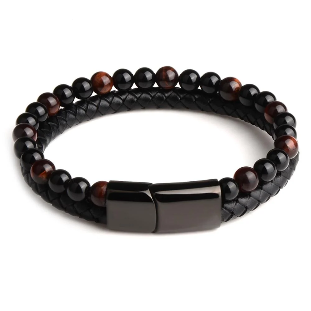 High-Performance Natural Stone Leather Beaded Bracelet Unique